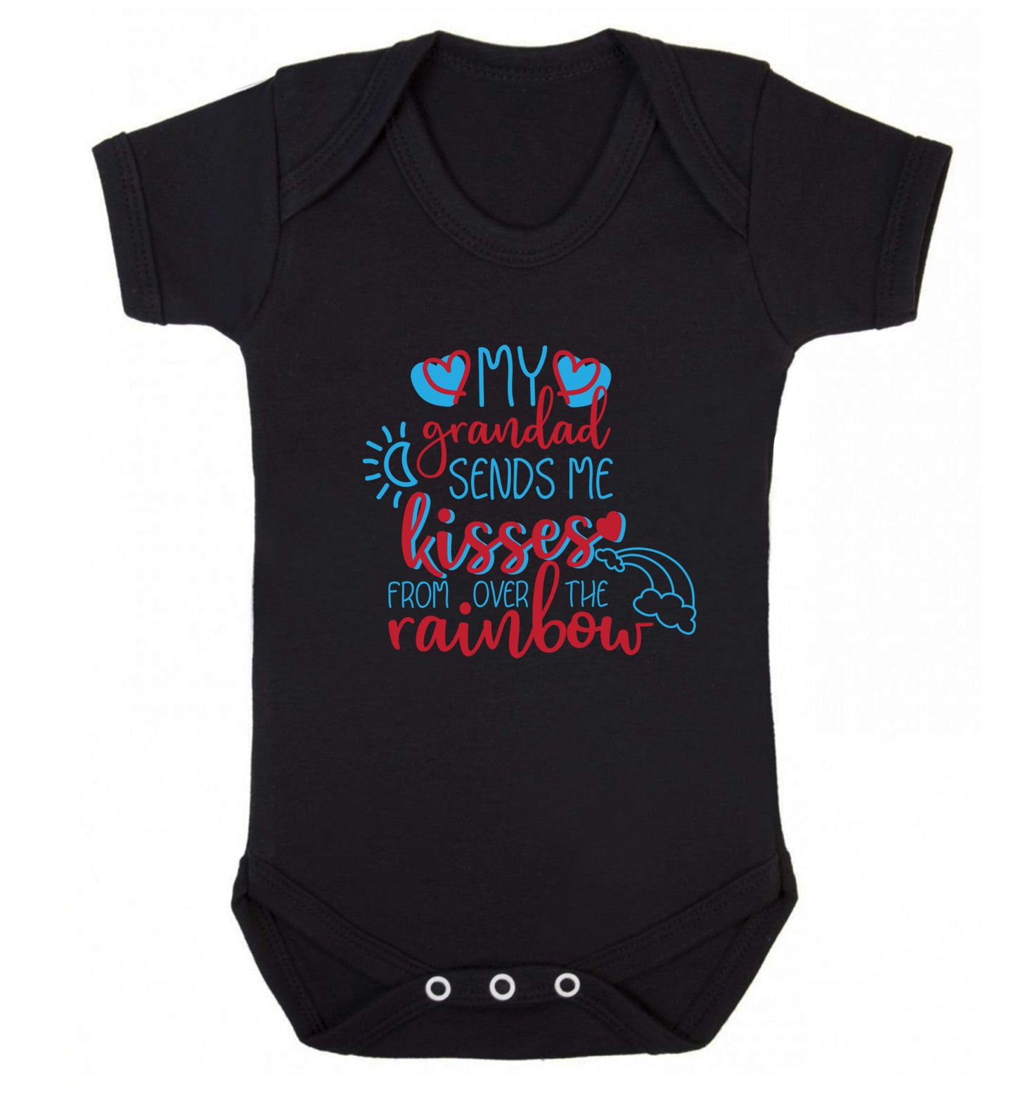 My grandad sends me kisses from over the rainbow Baby Vest black 18-24 months