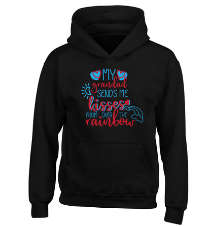 My grandad sends me kisses from over the rainbow children's black hoodie 12-13 Years