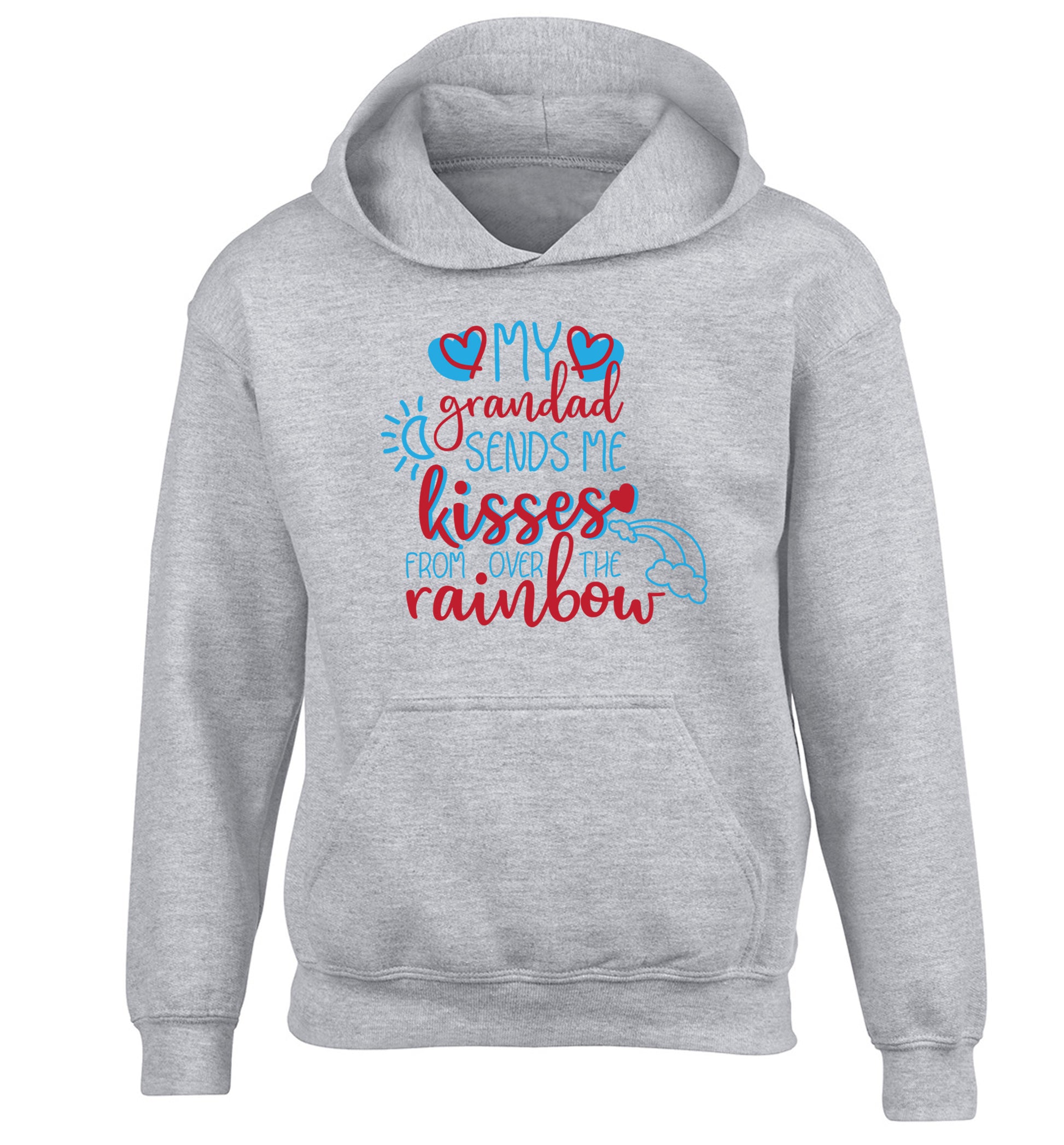 My grandad sends me kisses from over the rainbow children's grey hoodie 12-13 Years
