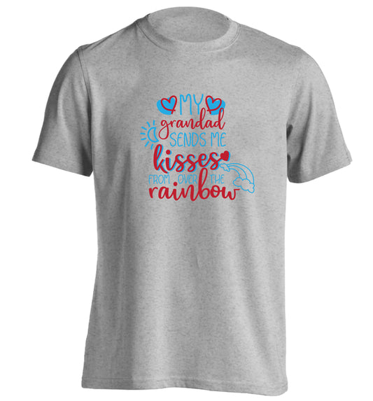 My grandad sends me kisses from over the rainbow adults unisex grey Tshirt 2XL