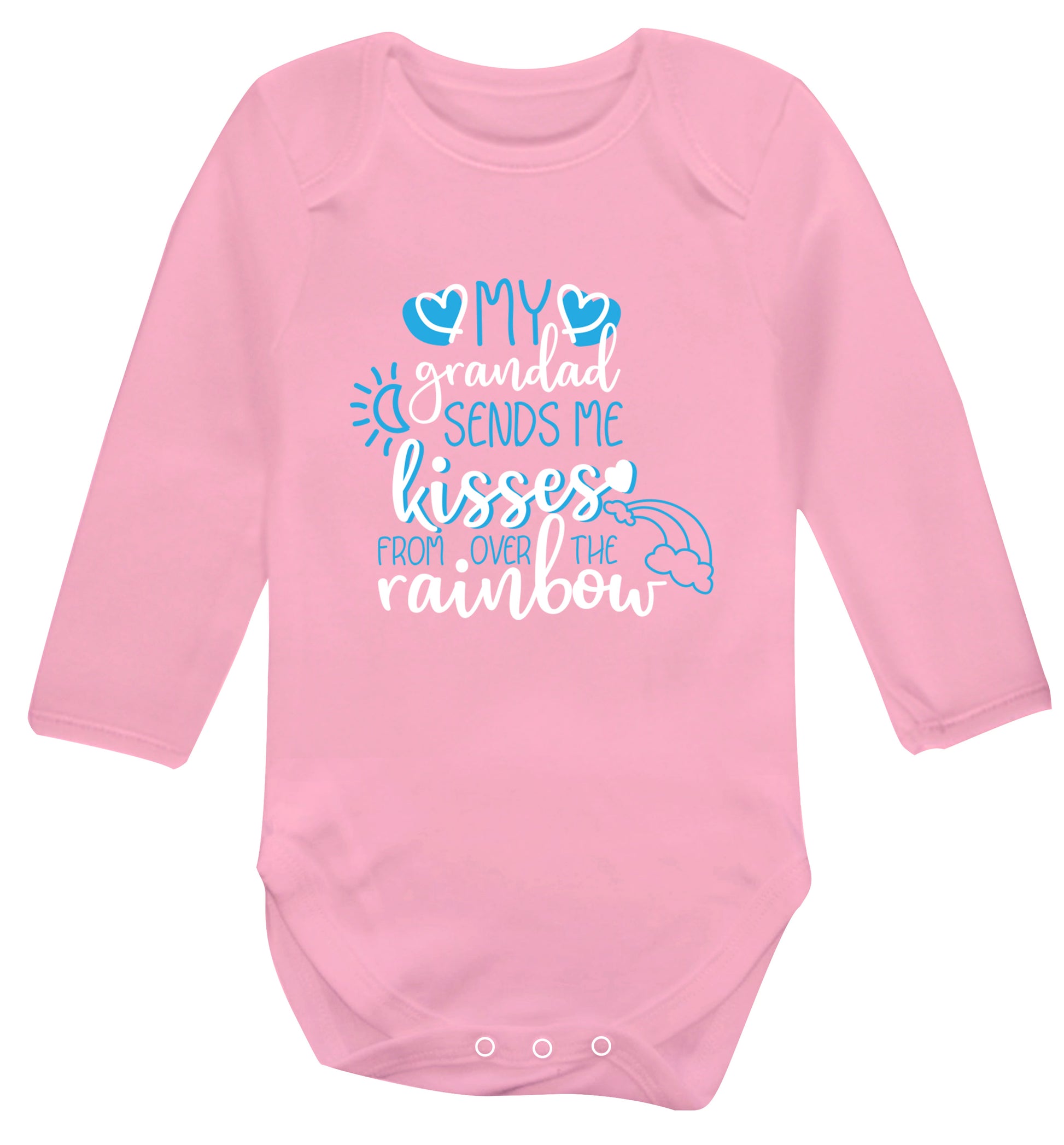 My grandad sends me kisses from over the rainbow Baby Vest long sleeved pale pink 6-12 months