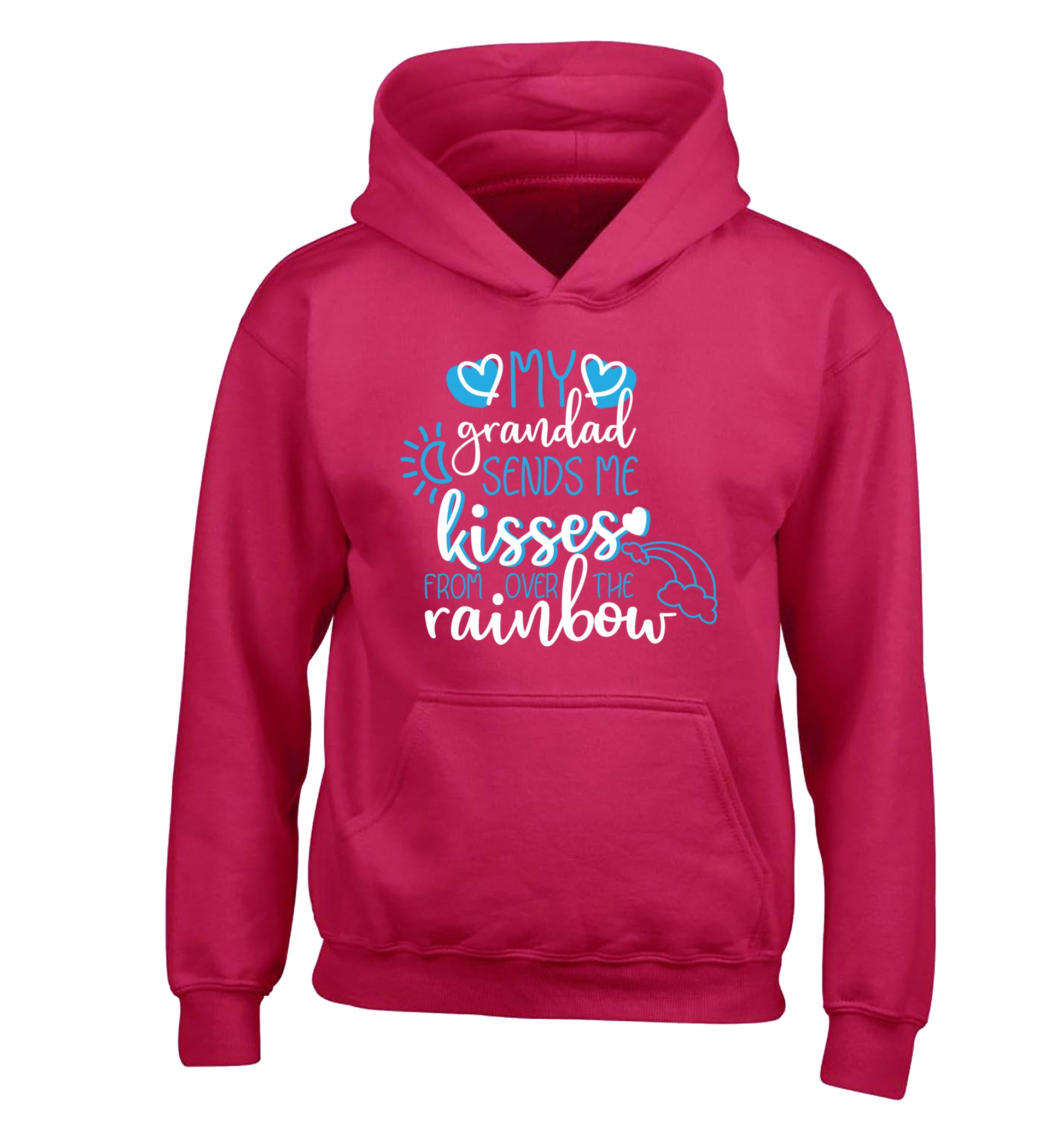 My grandad sends me kisses from over the rainbow children's pink hoodie 12-13 Years