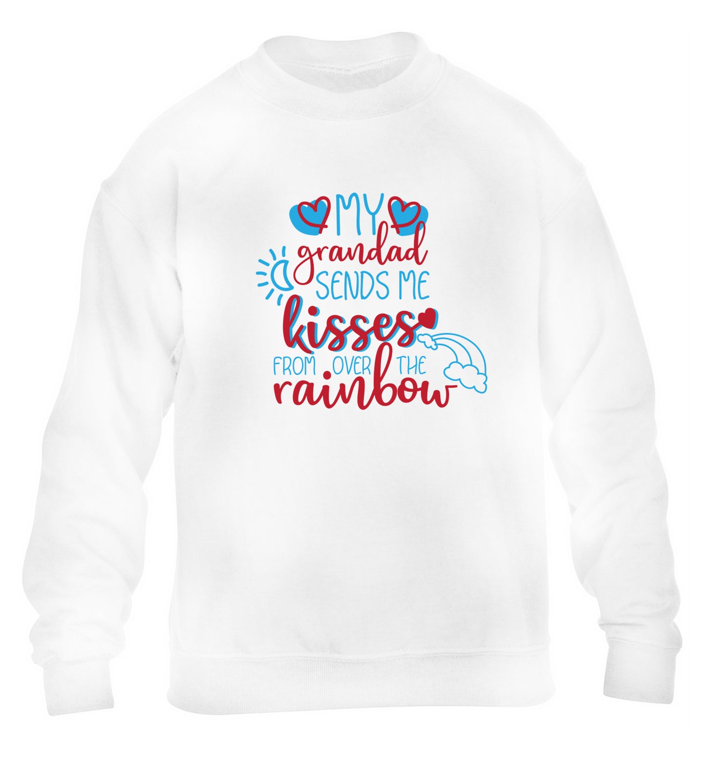 My grandad sends me kisses from over the rainbow children's white sweater 12-13 Years