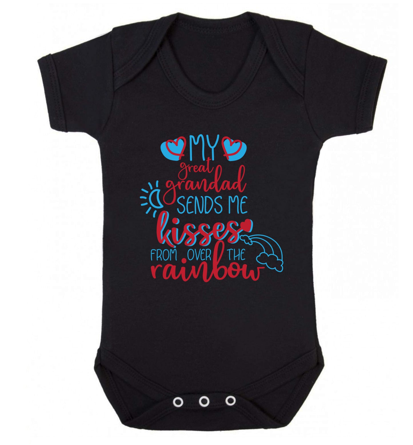 My great grandad sends me kisses from over the rainbow Baby Vest black 18-24 months
