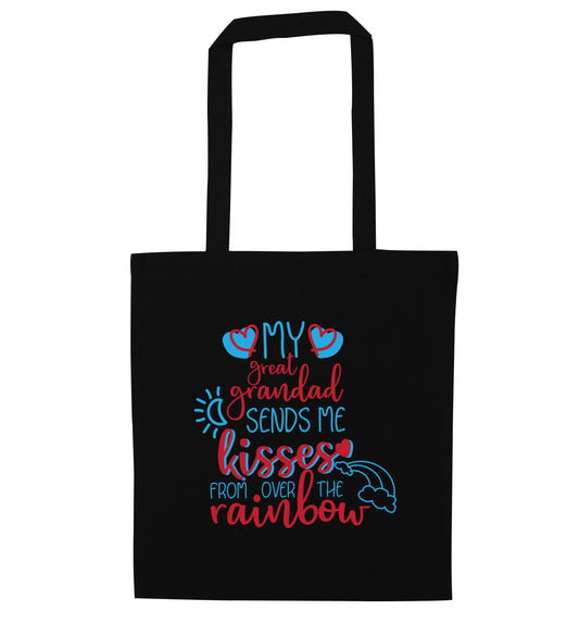 My great grandad sends me kisses from over the rainbow black tote bag