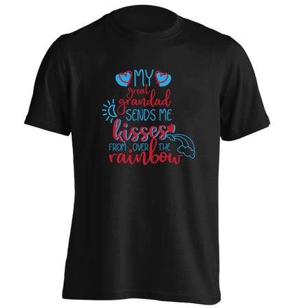 My great grandad sends me kisses from over the rainbow adults unisex black Tshirt 2XL