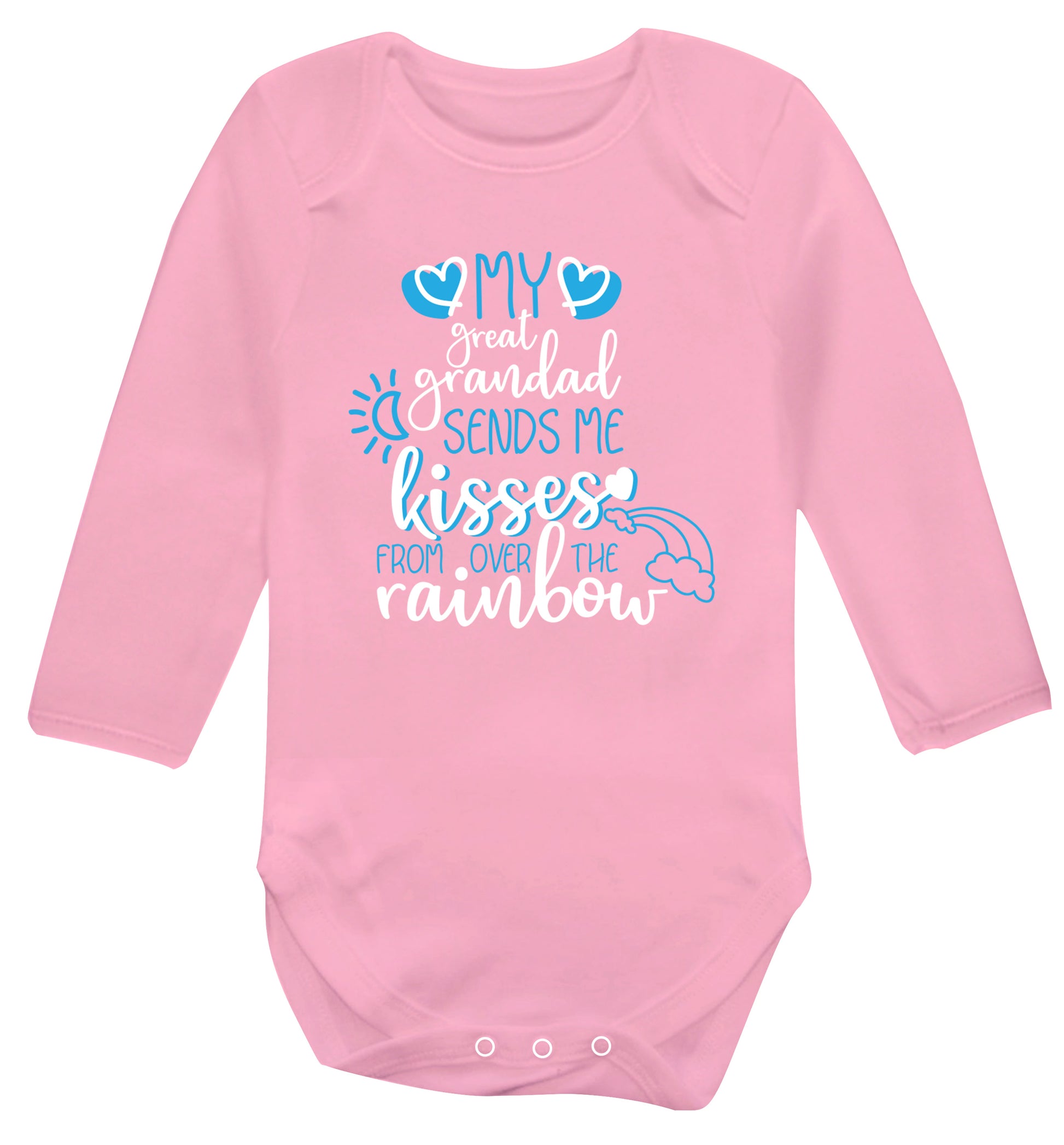 My great grandad sends me kisses from over the rainbow Baby Vest long sleeved pale pink 6-12 months