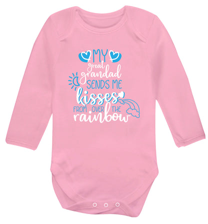 My great grandad sends me kisses from over the rainbow Baby Vest long sleeved pale pink 6-12 months