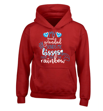 My great grandad sends me kisses from over the rainbow children's red hoodie 12-13 Years