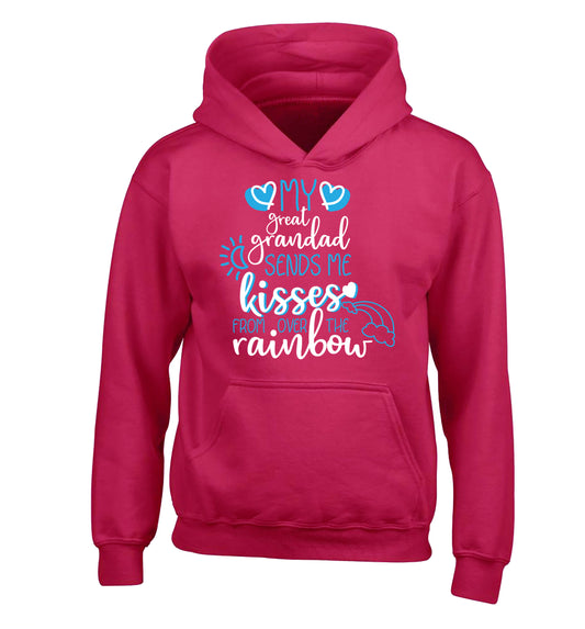 My great grandad sends me kisses from over the rainbow children's pink hoodie 12-13 Years