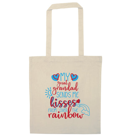 My great grandad sends me kisses from over the rainbow natural tote bag