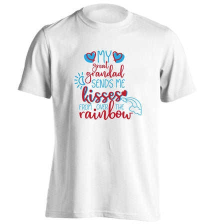 My great grandad sends me kisses from over the rainbow adults unisex white Tshirt 2XL