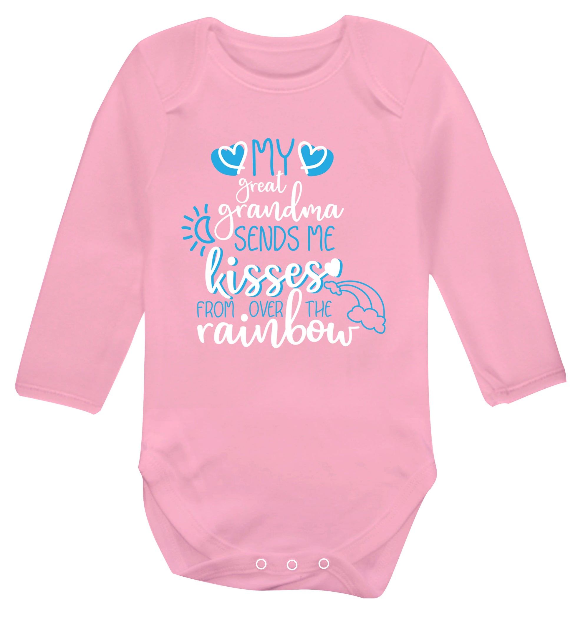 My great grandma sends me kisses from over the rainbow Baby Vest long sleeved pale pink 6-12 months