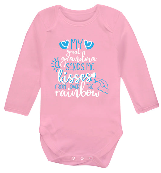 My great grandma sends me kisses from over the rainbow Baby Vest long sleeved pale pink 6-12 months
