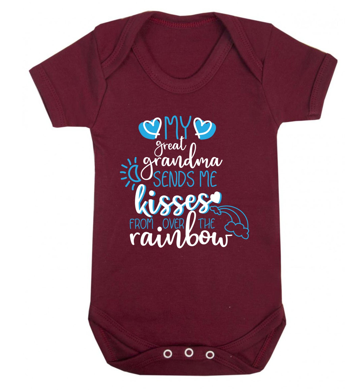 My great grandma sends me kisses from over the rainbow Baby Vest maroon 18-24 months