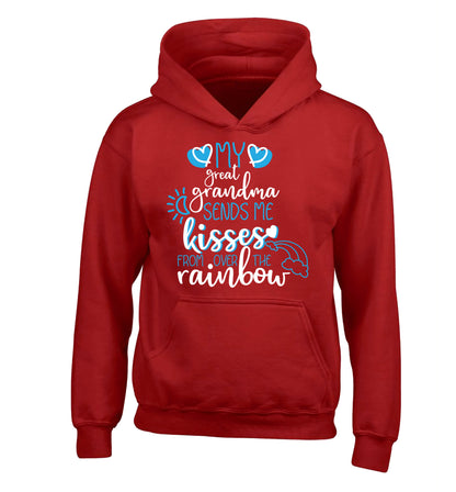 My great grandma sends me kisses from over the rainbow children's red hoodie 12-13 Years