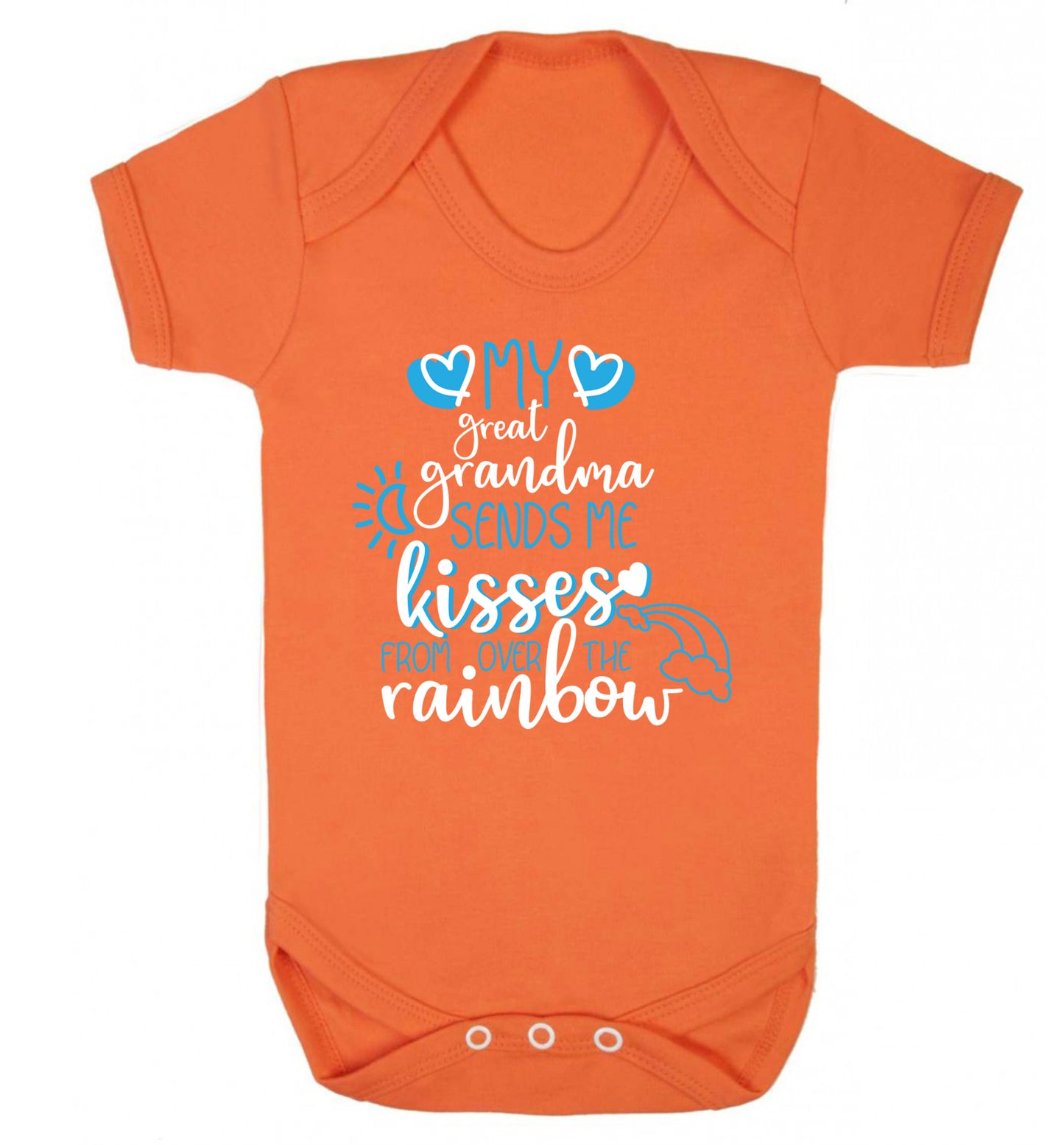 My great grandma sends me kisses from over the rainbow Baby Vest orange 18-24 months