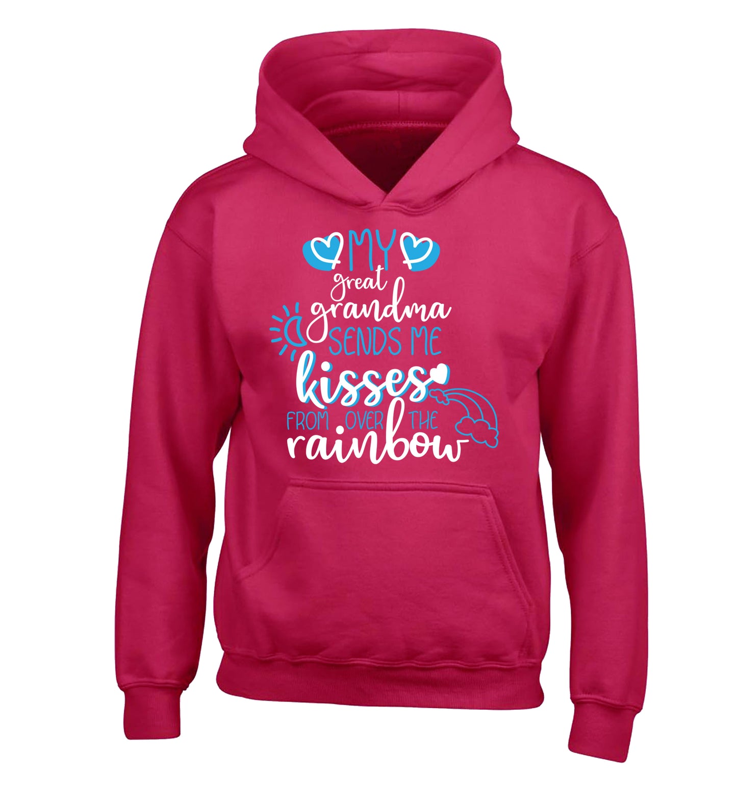 My great grandma sends me kisses from over the rainbow children's pink hoodie 12-13 Years