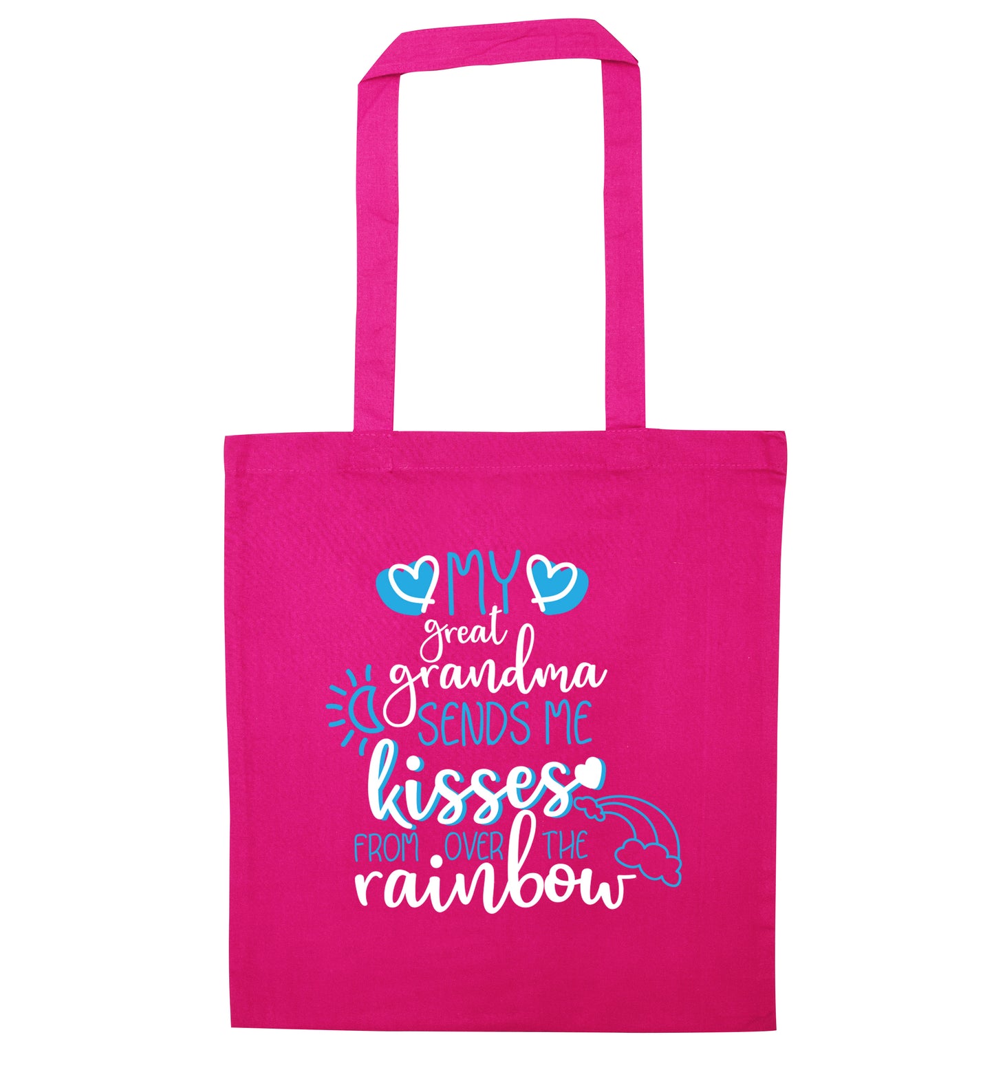 My great grandma sends me kisses from over the rainbow pink tote bag