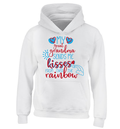 My great grandma sends me kisses from over the rainbow children's white hoodie 12-13 Years