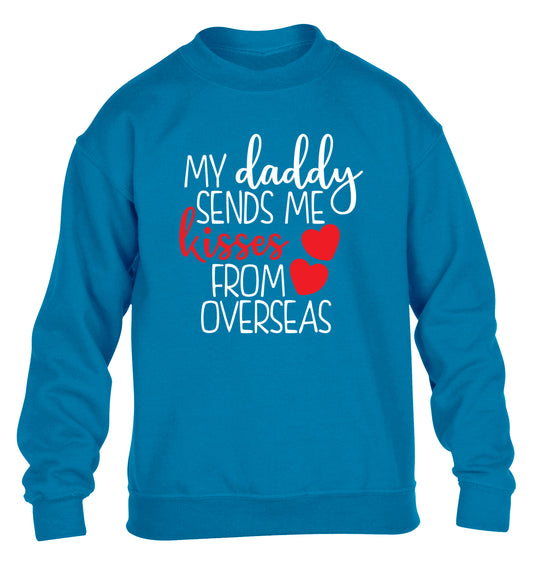 My daddy sends me kisses from overseas children's blue sweater 12-13 Years