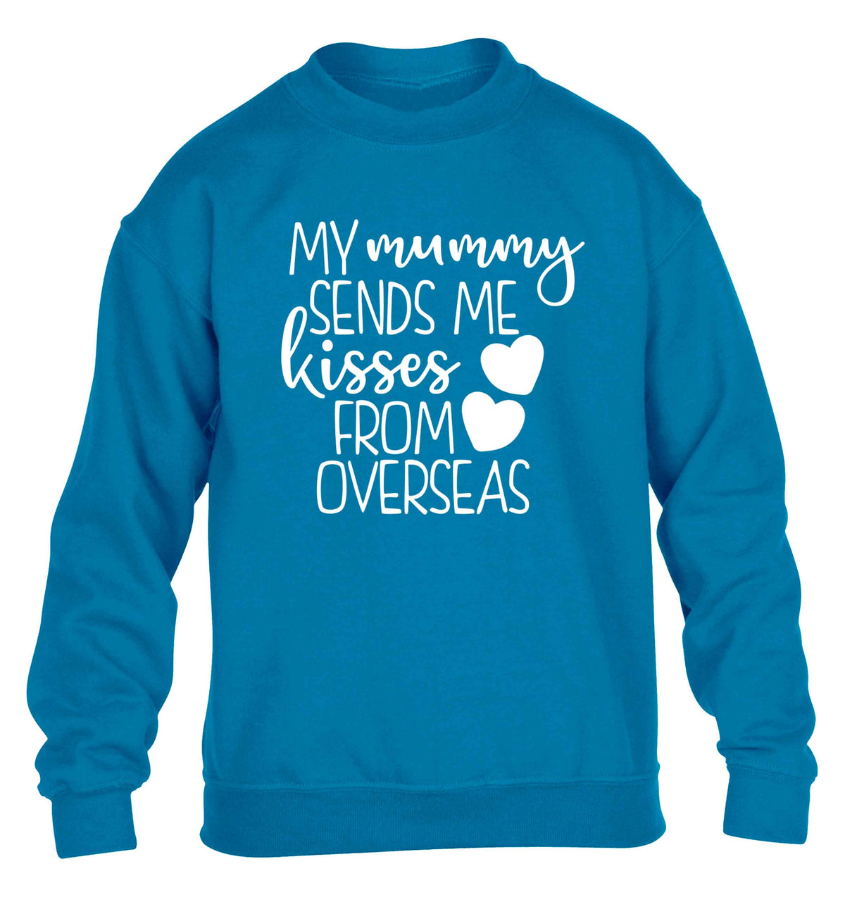 My mummy sends me kisses from overseas children's blue sweater 12-13 Years