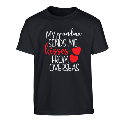 My Grandma sends me kisses from overseas Children's black Tshirt 12-13 Years