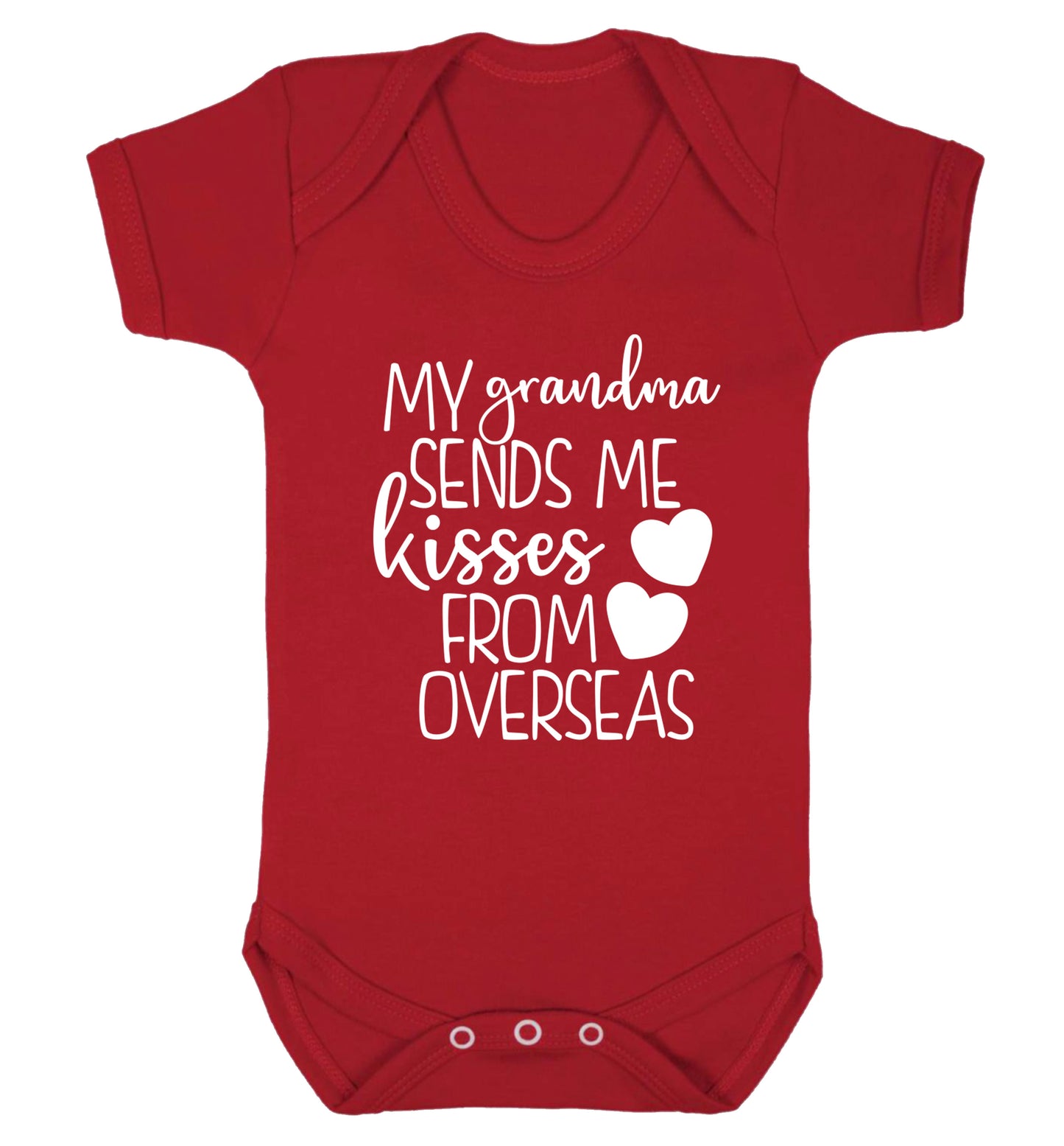 My Grandma sends me kisses from overseas Baby Vest red 18-24 months
