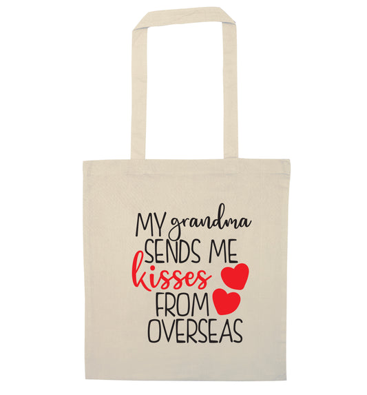My Grandma sends me kisses from overseas natural tote bag