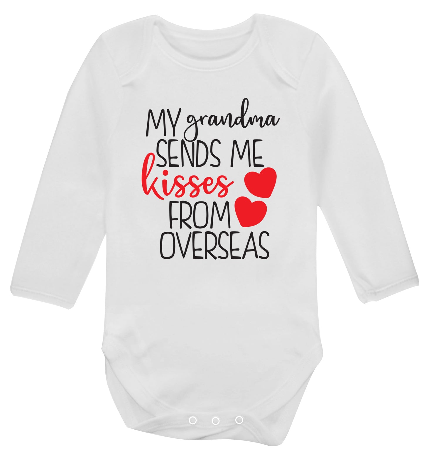 My Grandma sends me kisses from overseas Baby Vest long sleeved white 6-12 months