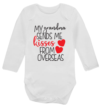 My Grandma sends me kisses from overseas Baby Vest long sleeved white 6-12 months