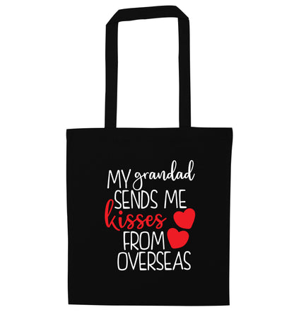 My Grandad sends me kisses from overseas black tote bag