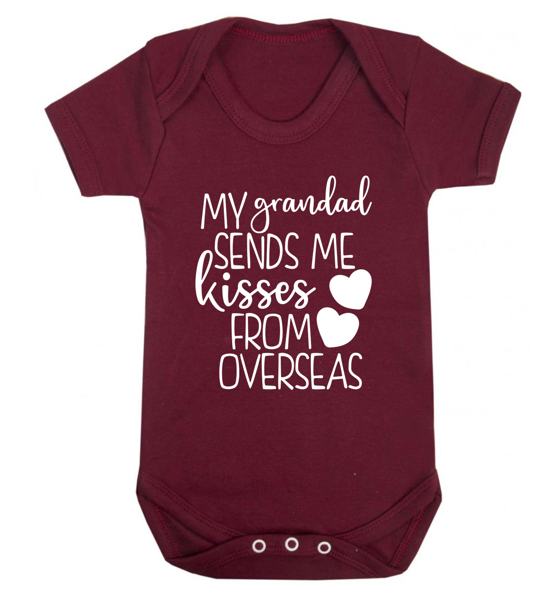 My Grandad sends me kisses from overseas Baby Vest maroon 18-24 months