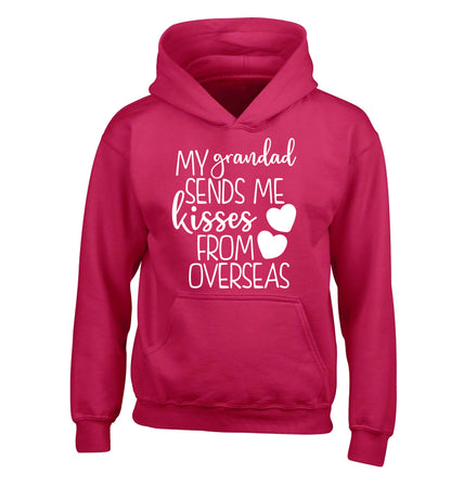 My Grandad sends me kisses from overseas children's pink hoodie 12-13 Years