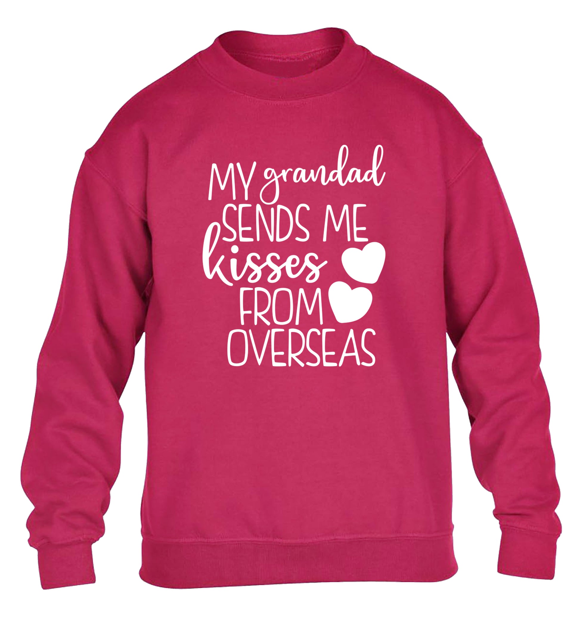 My Grandad sends me kisses from overseas children's pink sweater 12-13 Years