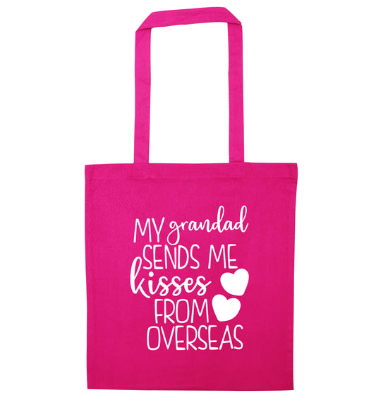 My Grandad sends me kisses from overseas pink tote bag