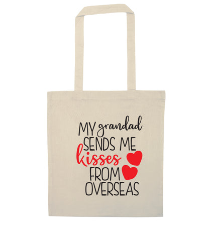 My Grandad sends me kisses from overseas natural tote bag