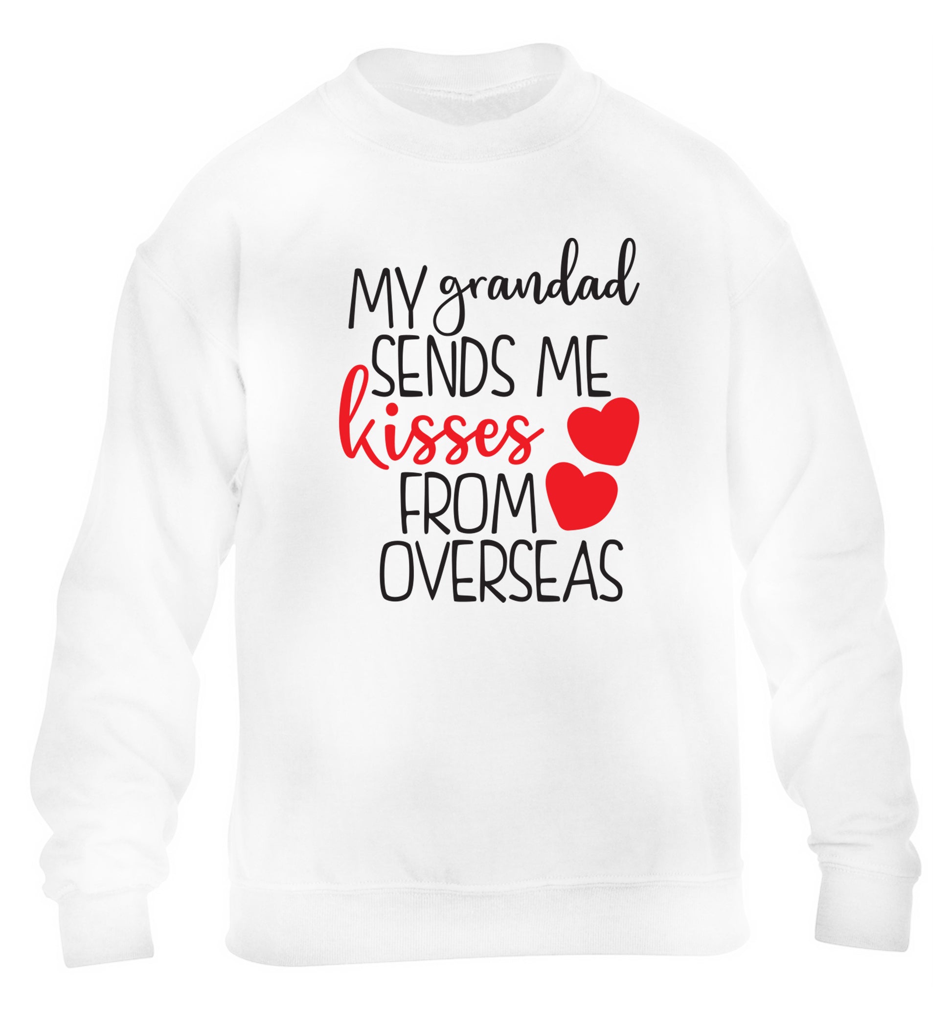 My Grandad sends me kisses from overseas children's white sweater 12-13 Years