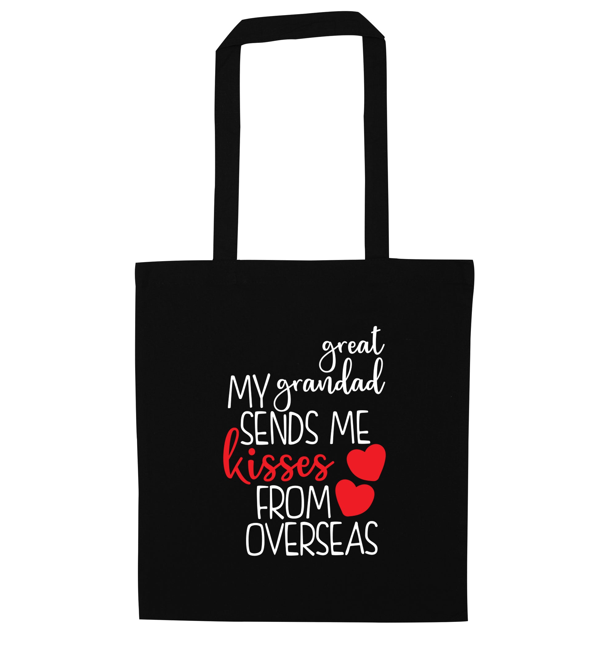 My great grandad sends me kisses from overseas black tote bag