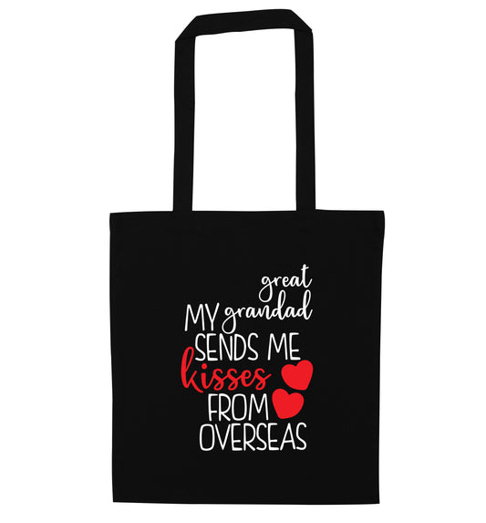 My great grandad sends me kisses from overseas black tote bag