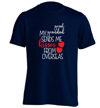 My great grandad sends me kisses from overseas adults unisex navy Tshirt 2XL