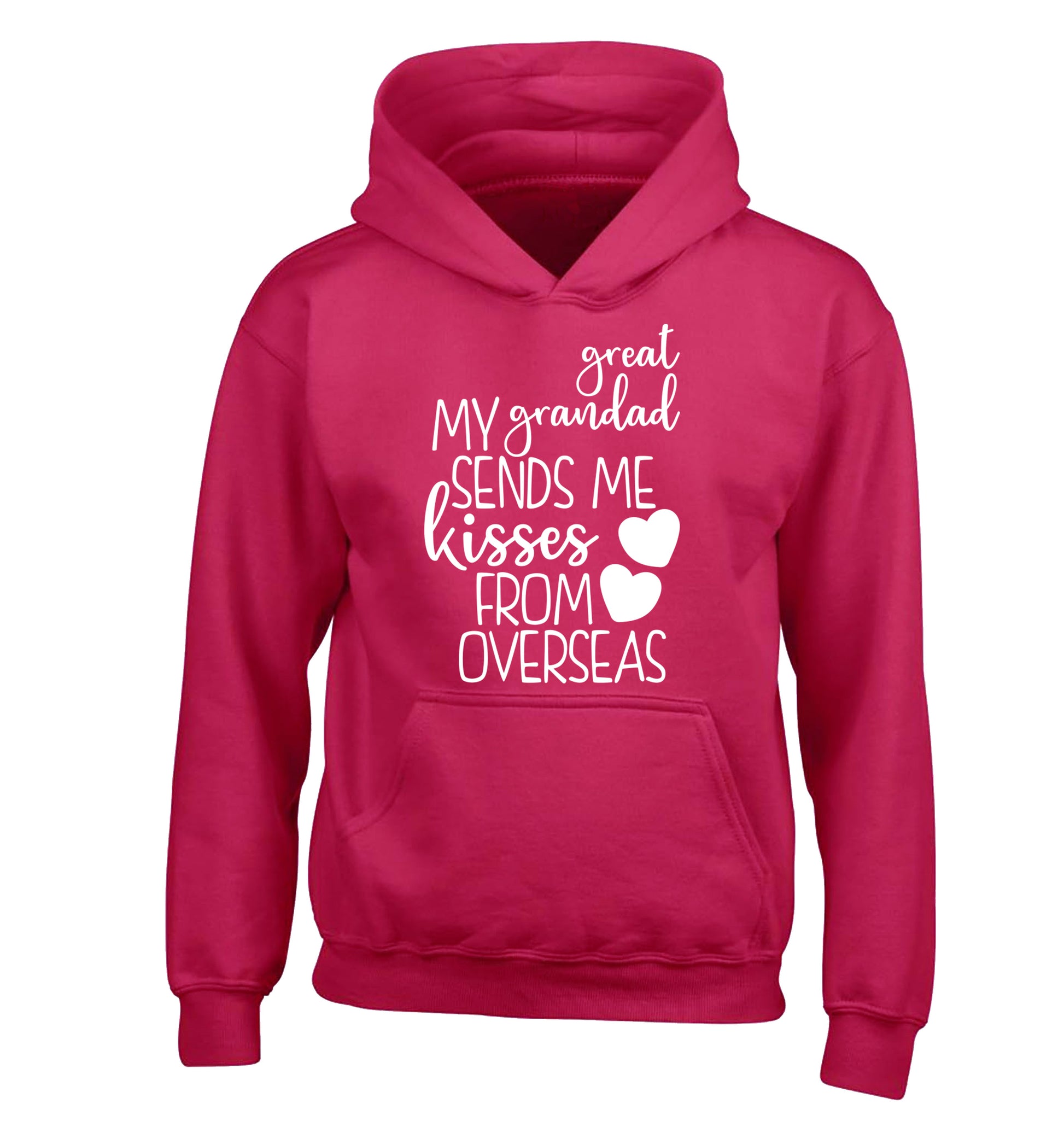 My great grandad sends me kisses from overseas children's pink hoodie 12-13 Years
