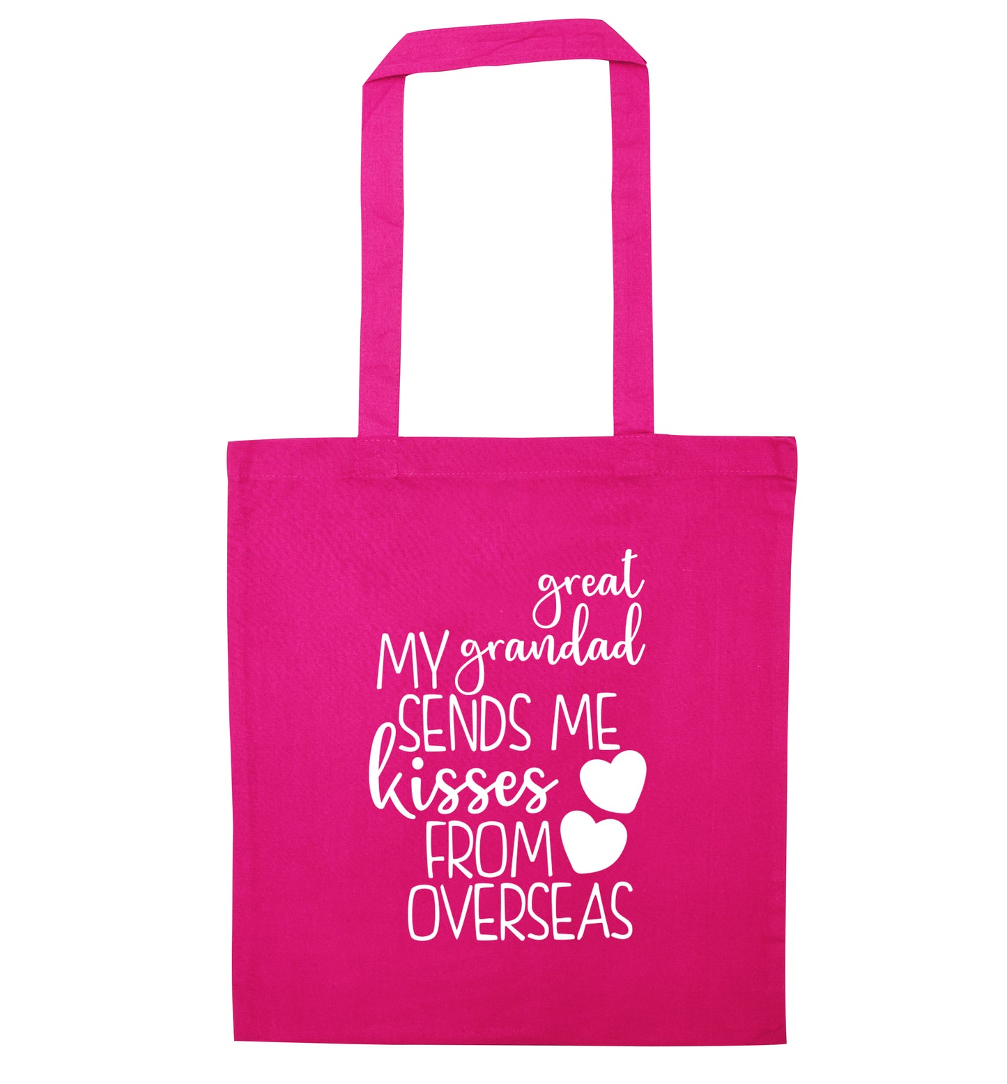 My great grandad sends me kisses from overseas pink tote bag