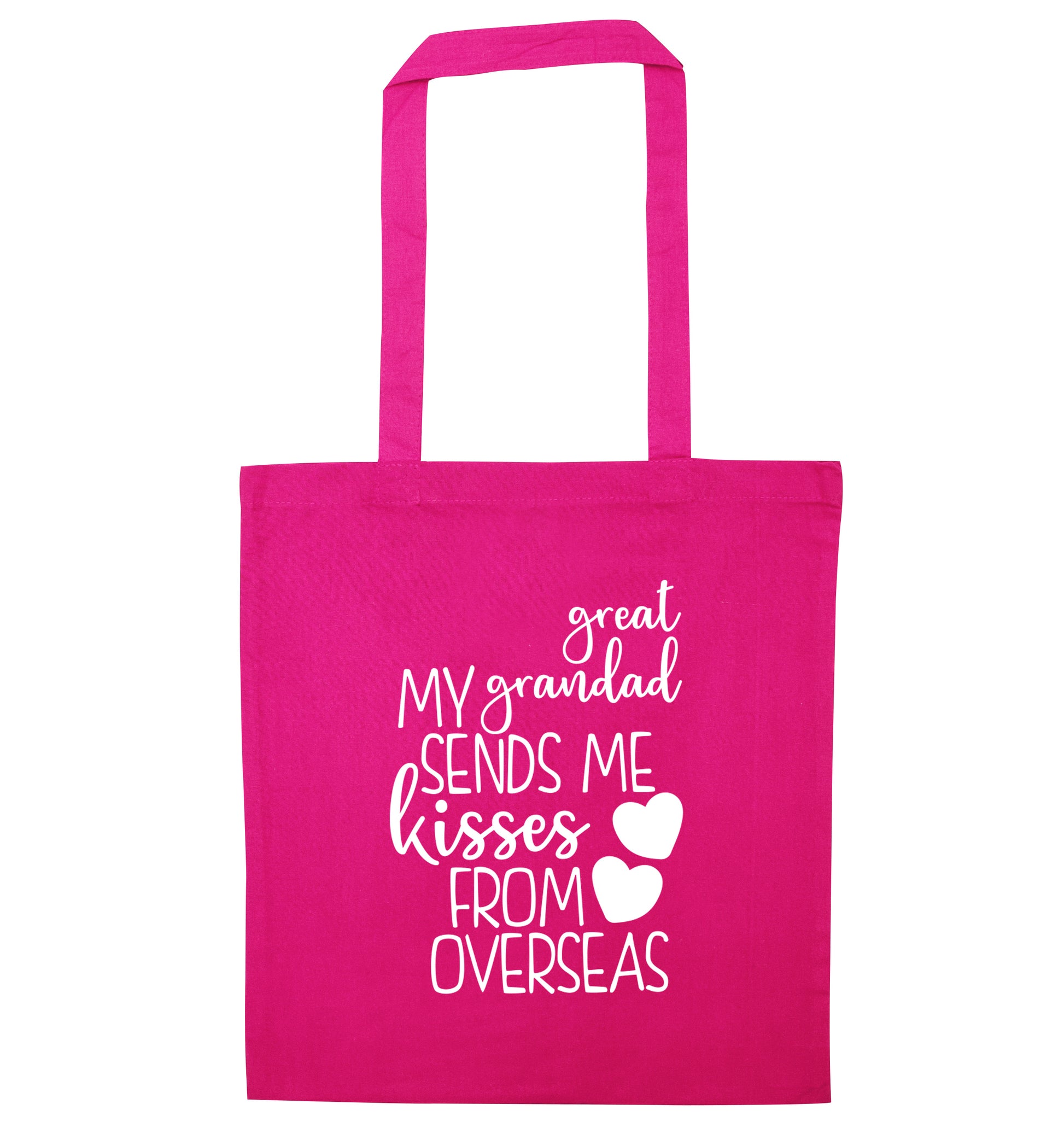 My great grandad sends me kisses from overseas pink tote bag