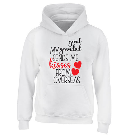 My great grandad sends me kisses from overseas children's white hoodie 12-13 Years