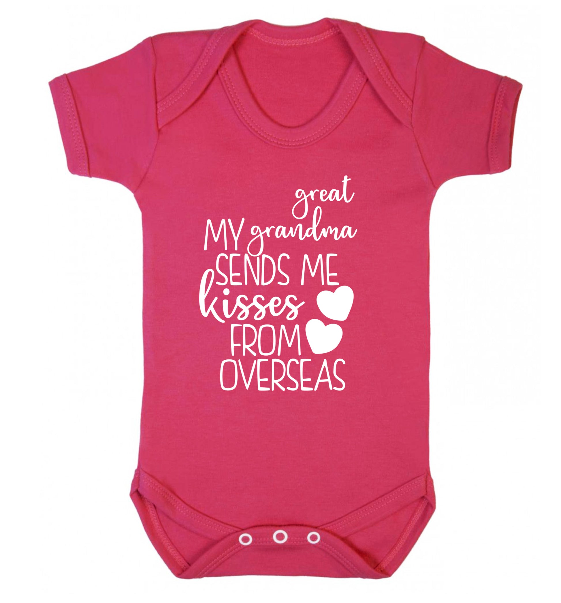 My great grandma sends me kisses from overseas Baby Vest dark pink 18-24 months