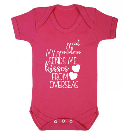 My great grandma sends me kisses from overseas Baby Vest dark pink 18-24 months