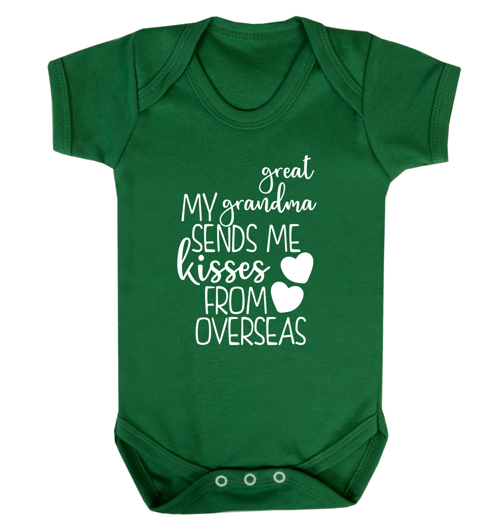 My great grandma sends me kisses from overseas Baby Vest green 18-24 months