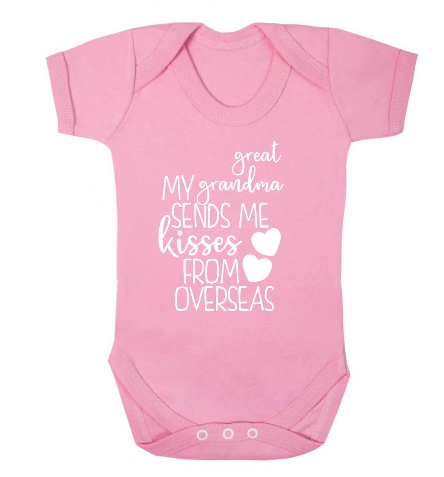 My great grandma sends me kisses from overseas Baby Vest pale pink 18-24 months