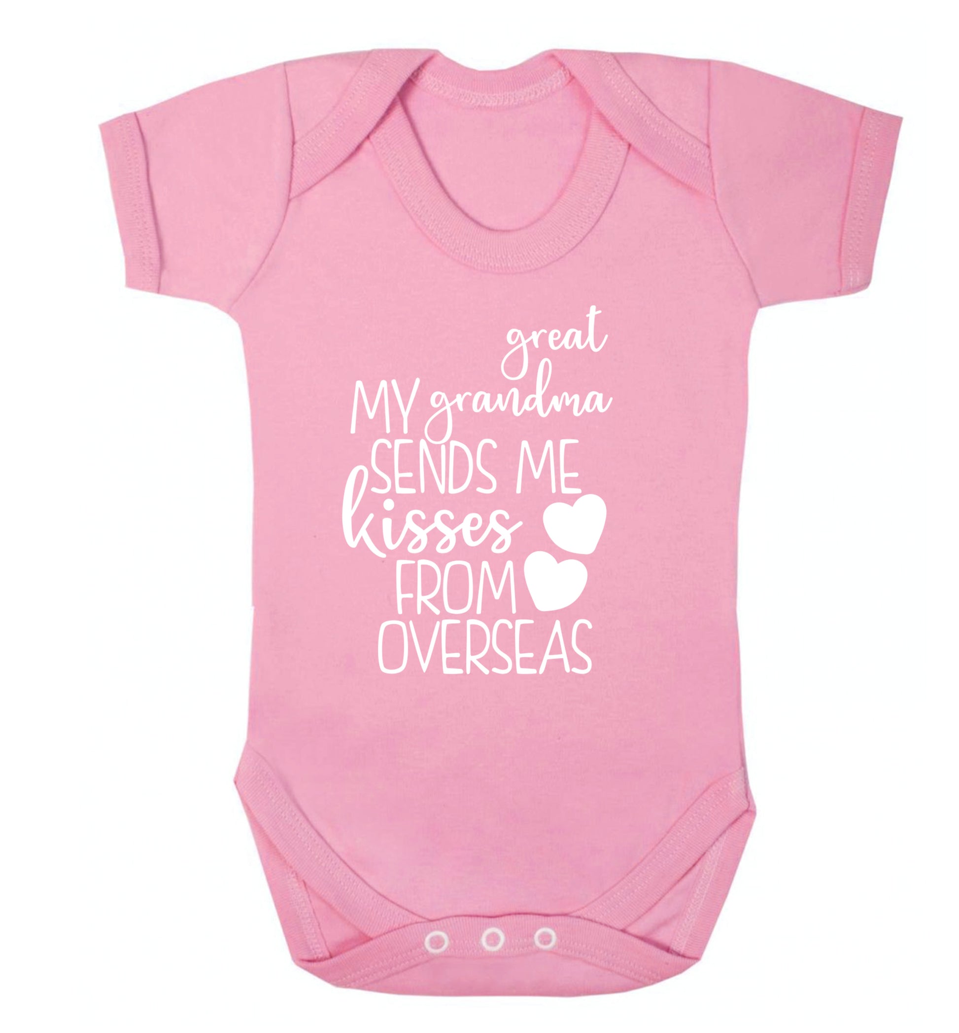 My great grandma sends me kisses from overseas Baby Vest pale pink 18-24 months